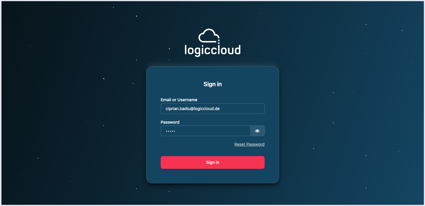 Sign in screen